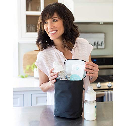 Image of J.L. Childress TwoCOOL Breast Milk Cooler Travel Bag - Insulated Baby Bottle Storage Bag, Portable Organizer Pack for Breast Milk, Use for Daycare or On the Go, Fits 2-4 Bottles - Black