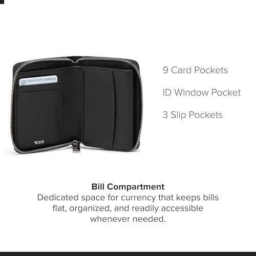 Image of Tumi Unisex Tri Fold Zip Around Black /Gunmetal One Size