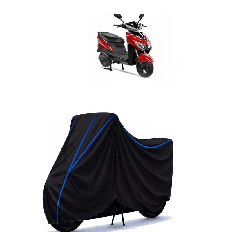 Image of Scooty Cover Water Resistant for YObykes Drift DX STD | Universal Scooter & Bike Cover | Heavy Duty UV Dust, Rain & Scratch Protection | Elastic Fit All Weather Indoor Outdoor | Black with Blue Piping
