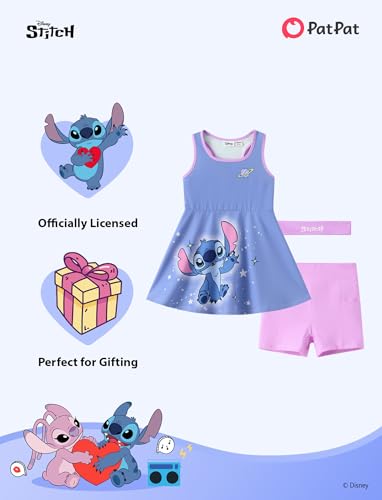 Image of Disney Frozen Elsa Princess Stitch Minnie Girls Tennis Dress Sleeveless Golf Outfit with Shorts Pocket & Headband 2-9 Years