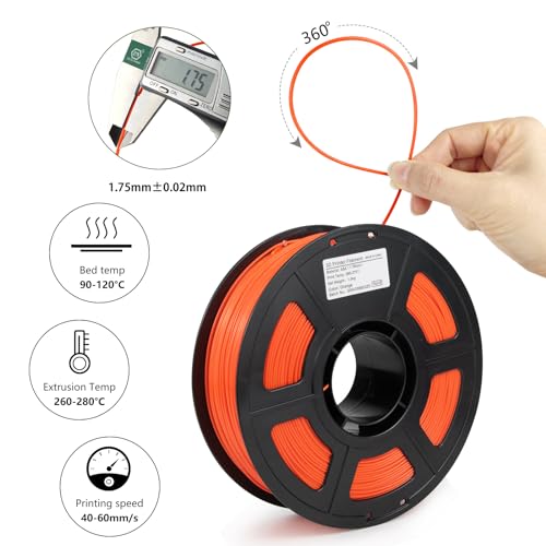 Image of ASA Filament 1.75mm, UV /Heat Resistant /Weather Resistant ASA 3D Printer Filament, Perfect for Printing Outdoor Functional Parts, Orange Filament 1kg(2.2lbs) Spool