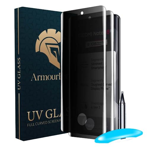 Image of ArmourPro UV Privacy Tempered Glass Screen Protector for Redmi Edge Note 15 (6.8 Inch, Pack of 2) Full Edge to Edge Coverage | Anti-Spy /Anti-Peeping, 9H Hardness, Protection