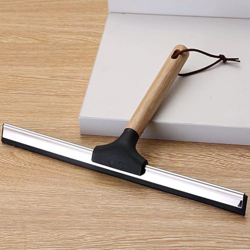 Image of 10 Inch Shower Squeegee with Wooden Handle Silicone Blade for Bathroom Shower Doors Mirrors Windows Cleaning Tool Water Wiper