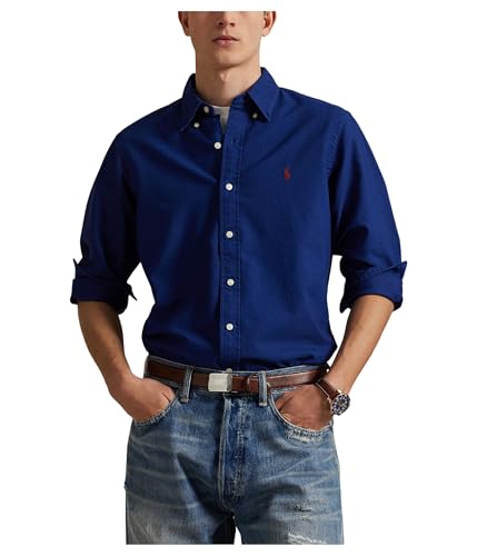 Image of POLO RALPH LAUREN Mens Classic Fit Garment-Dyed Oxford Shirt Fresh Water Large