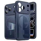 Immagine di JETech Cover Magnetica per iPhone 17 Pro Max 6,9 Pollici Compatibile con MagSafe, Custodia Sottile con Pulsante di Controllo della Fotocamera Integrato, Retro Traslucido Opaco (Blu Scuro)