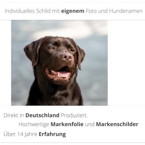 Hundeschild personalisiert – 30×20 cm – mit Foto & Wunschtext/Name – hochwertiger Druck, wetterfest & UV-beständig – Haustür, Zaun, Garten – individuelles Hunde-Schild für Endkunden