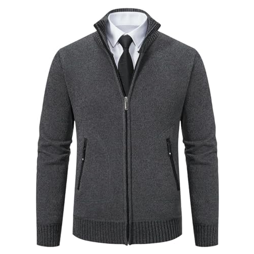 Men's Trendy Casual Slim Fit Thickened Warm Lapel Stand Collar Knit Sweater Cardigan