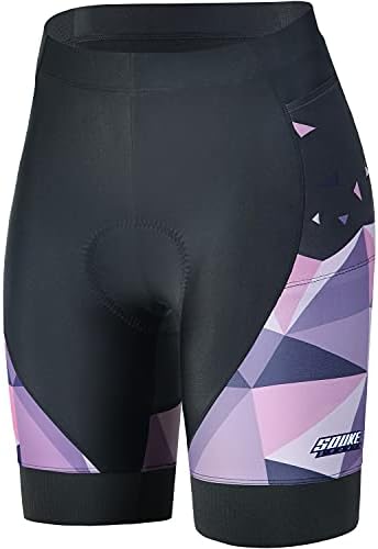 Eco-daily Womens Bike Shorts with Padding 3D Padded Bike Shorts Cycling Biking Bicycle Shorts Pockets for Women(Purple,Medium)