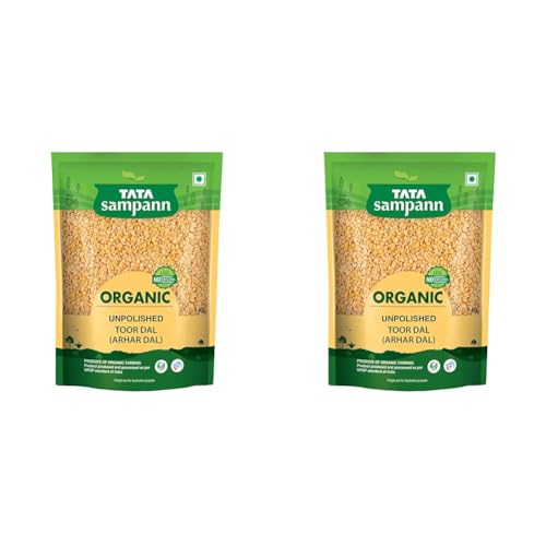 Image of Tata Sampann Organic Toor /Arhar Dal, 1 kg (Pack of 2)