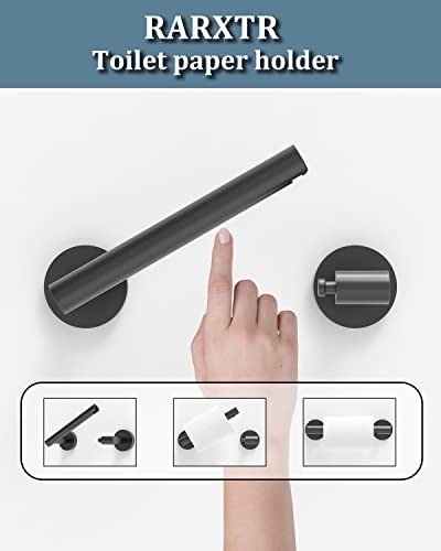 Image of RARXTR Matte Black 2 Pack Toilet Paper Holder SUS304 Stainless Steel Double Post Pivoting Toilet Paper Roll Holder Wall Mounted Toilet Tissue Holder for Commercial Bathroom RV