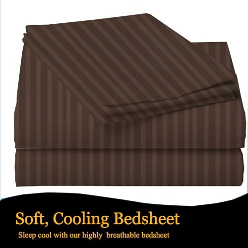 Image of 220 Cotton Feel Glace Cotton Double Bedsheet with 2 Pillow Cover (90x90 inch) Coffee