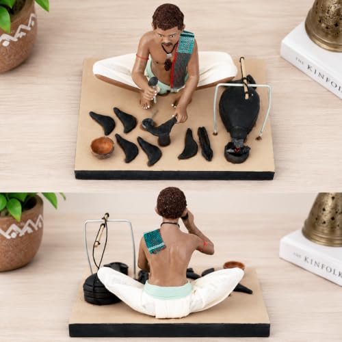 Image of Krishnanagar Handmade Clay Gift & Decor | Standard- Sitting Human Figure Miniature Idol - Blacksmith