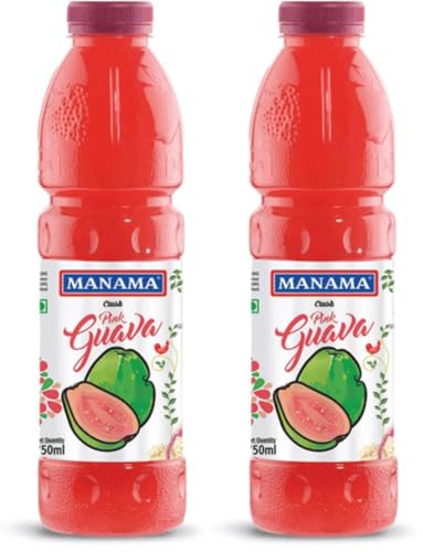 Image of Manama Guava Crush Pink Guava Fruit Crush Use as Toppings For Cakes, Ice Creams and Make Thick Shakes, 750ML (Pack of 2)