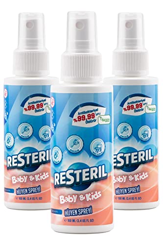Resteril Bebek Dezenfektan Sprey Alkolsüz Bebek Dezenfektanı Seyahat Boy 100 ml x3 Saf Hipokloröz Okul Hijyen Spreyi Baby Kids