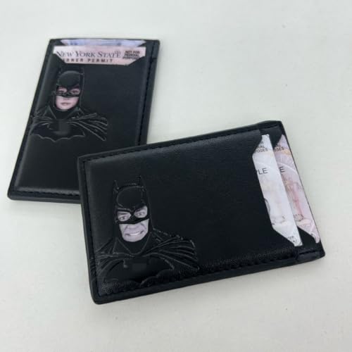 Leather Bat ID Wallet, Superhero Face Design Card Holder for Men, Women, Perfect Holiday Gift3