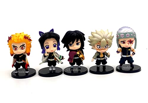 Image of Trunkin Demon Slayer Hashira Mascot Shinobu Kocho Giyu Tomioka Tanjiro Kamado Gyomei Himejima Kyojuro Rengoku Chibi Small Action Figure Set of 5 Model A Kimetsu no Yaiba Anime Figurines