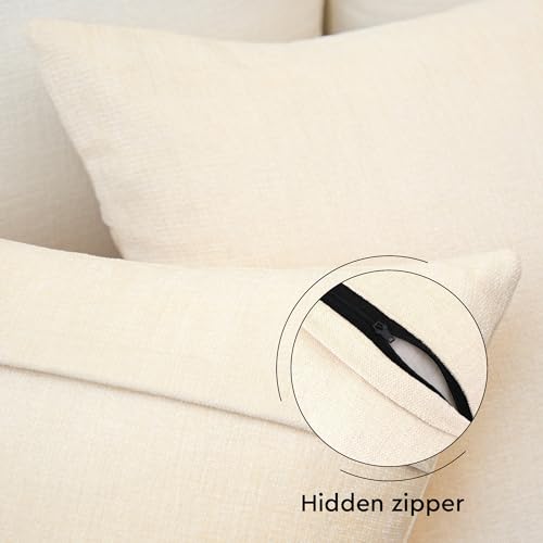 Image of Encasa XO Thick Chenille Throw Pillow Covers Set of 1 | Natural - (16 inchx16 inch) (40x40 cm) | Decorative Accent Square Throw Pillow Cases for Couch, Home Decor, Sofa