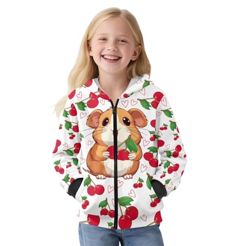 Kids Zip Up Hoodies Long Sleeve Casual Elastic Sweatshirt Fleece Warm Fall Winter Jacket Soft Loose Comfort Tops