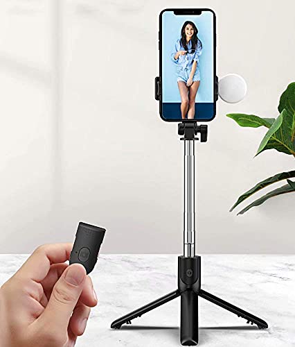ROM Tragbares Handy-Stativ Selfie-Stick rundes Licht integrierte Fülllicht Live-Video mit Bluetooth-Handyhalter – Bild 3