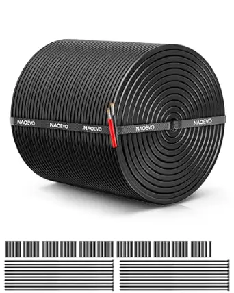 NAOEVO 14 Gauge Wire 2 Conductor Electrical Wire, 14 AWG Stranded PVC Cord, 12V Low Voltage/Tinned Copper/Flexible Cable for Automotive Wiring, Lamp Cord, Marine Cable (300FT)