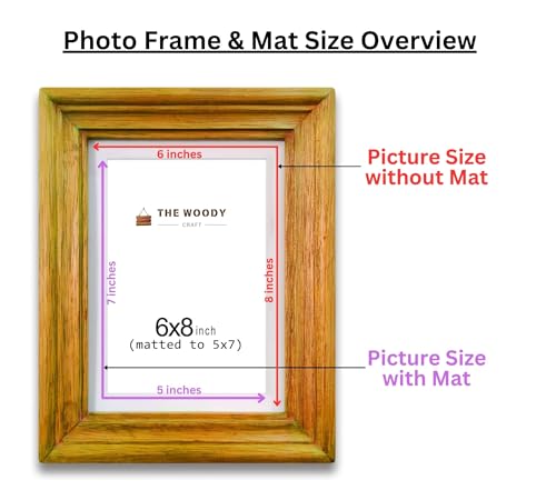 Image of 5 x 7 inch Wooden Photo Frame with Mat, Yellow Photo Frame 5 x 7 inch with Mat or 6 x 8 inch without Mat for Wall Decoration, Gallery Walls, Best Wooden Photo Frames for Posters and Photos
