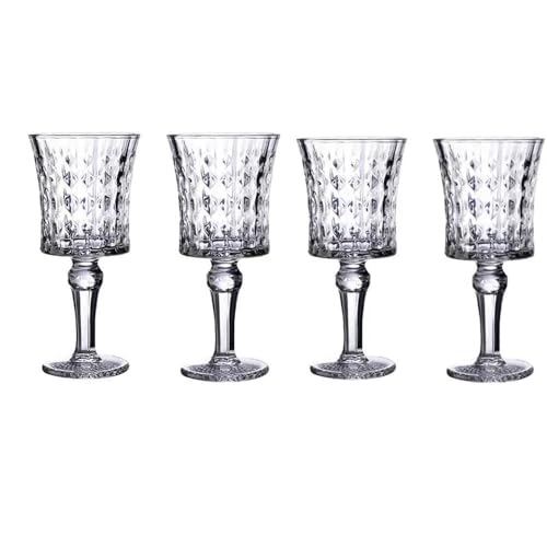 Image of Forestamart Red Wine Glasses Set with Checkered Pattern (170ml) || Ideal for Christmas, New Year, Birthday, Thanksgiving || Embossed Goblet Glasses, for Red & White Wine Home Bar Party (6)