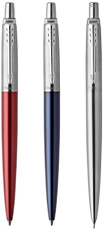 Parker Jotter London Trio Discovery Pack: Ballpoint Pen (Royal Blue), Gel Pen (Red Kensington) & Mechanical Pencil & Jotter Ballpoint Pen | Waterloo Blue | Medium Point Blue Ink | Gift Box