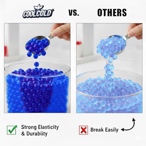 Image of COOLCOLD Gel Blaster Refill Ammo - 20,000 Rounds of 7-8mm Non-Toxic Water Beads for Gel Guns - Safe for Adults 15+ - Transparent Blue Gel Bullets - Pack of 2 - Also Ideal as Home Decor Vase