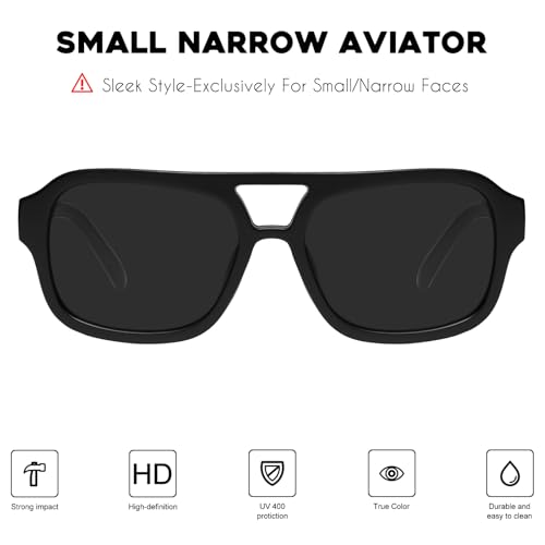 Image of mosanana Small Square Aviator Sunglasses for Women MS52362 | Retro Narrow Frame, UV400 Protection, Designed for Daily Outfits, Travel and Fashion Looks