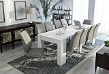 germanvox tavolo da pranzo moderno allungabile fino a 10 posti, consolle legno laminato bianco lucido l.52-235 p.90 h.78 cm