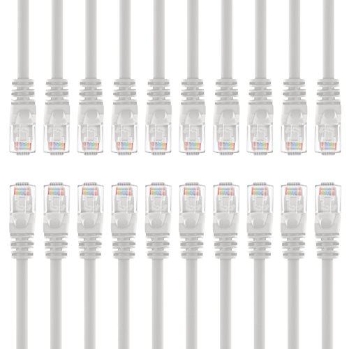 GearIT 20 Pack, Cat 6 Ethernet Cable Cat6 Snagless Patch 3 Feet - Computer LAN Network Cord, White