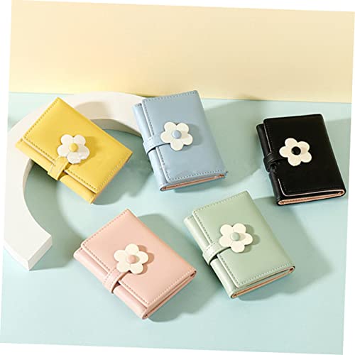 VOSAREA Korean Style Green PU Change Purse for Flower Pattern Compact Trifold Wallet for Card Holder Coin Bag Lightweight and Easy Clean Student Wallet for Travel and Daily Use4