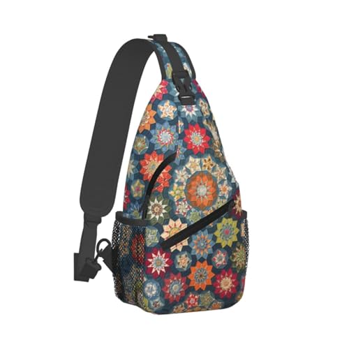 Mochila cruzada con estampado floral bohemio negra miniatura 2