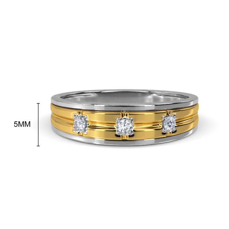 Image of KISNA 14k / 18k Real Gold & Diamond Ring | Diwali, Rakhi Rakshabandhan Gift for Brother, Husband | With Certificate of Authenticity & BIS-Hallmarked Gold Jewellery | Carter Diamond Ring For Him