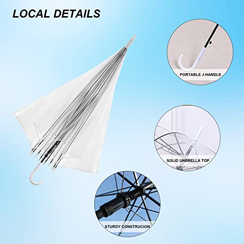 Merkaunis 30 Pack Clear Wedding Umbrellas Bulk Auto Open Clear Stick Umbrellas,Transparent Windproof Wedding Style Stick Umbrellas，J Hook Handle Windproof Large Canopy Umbrella Suitable For Wedding Celebrations, Rainy Days, Outdoor And Other Places, Suitable For Men And Women Of All Ages #TOP3