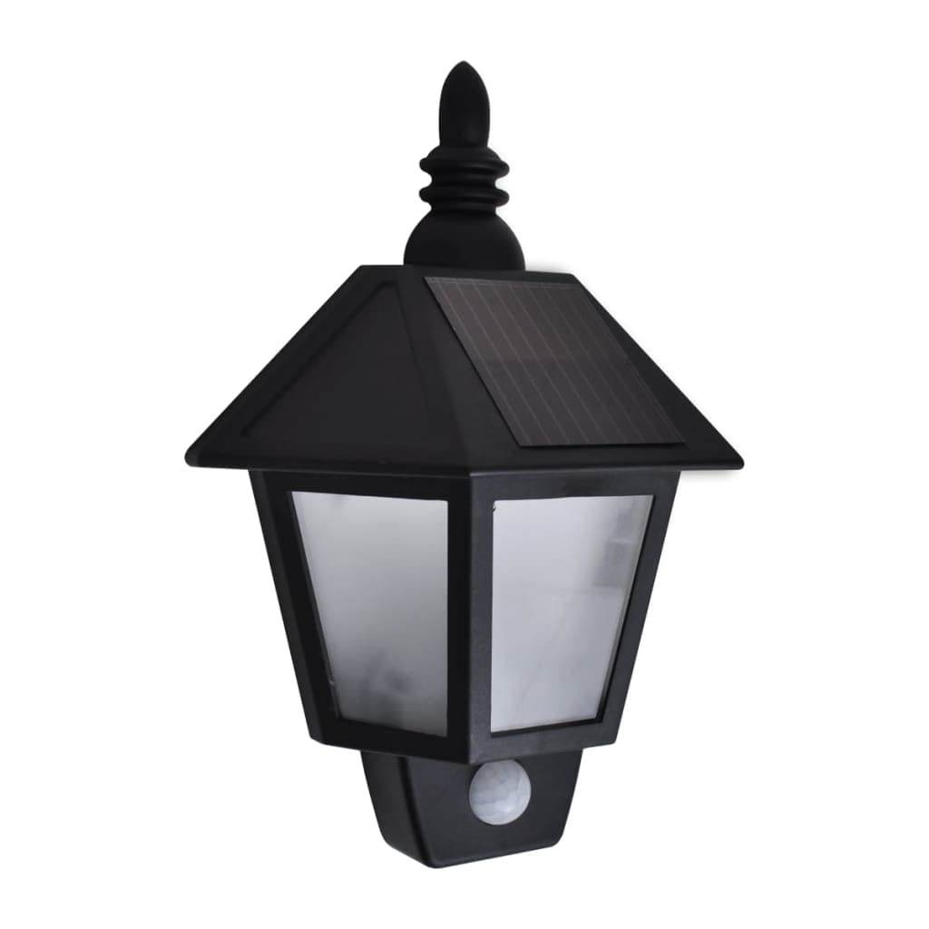 vidaXL 2x Solar Wandleuchte mit Bewegungssensor Solarleuchte Gartenlicht Solarstrahler Solarlampe Wandlampe Außenleuchte Außenlampe Schwarz