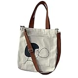 Aussehen: Tasche ？ffnen Gaetooely Mode Damen Segeltuch Einkauf Tasche die L？Ssige Karikatur Umh？Ngetasche Gro？E Kapazit？T Schule Handtasche und Einkaufen ？Ko Tasche 2