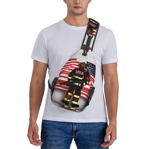 Bolso cruzado tipo sling con bandera de bombero USA miniatura 7