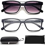 Nearsighted Glasses for Distance Driving Myopia Glasses for Men Women (2Pair) Rectangular Square Shape (-2.00)
