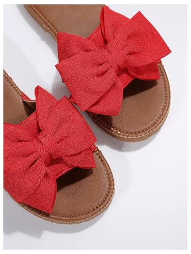 Image of GORGLITTER Women's Bow Flat Sandals Open Toe Slip On Slide Slipper Shoes | Sandals Women Comfortable, Dressy Sandal Women, Y2k Shoes, Dress Slippers for Women, Flats
