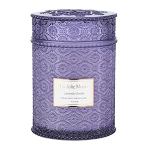 LA JOLIE MUSE Lavender Candle, 19 oz Wood Wicked Candles for Home Scented, Large Soy Candles for Women, 90 Hours Long Burning, Lavender Suede