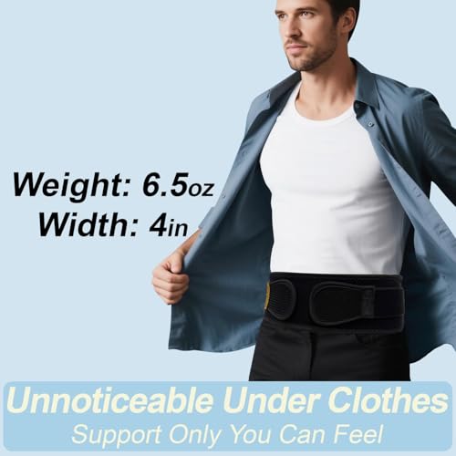 Image of Thin & Lightweight Back Brace for Lower Back Pain Relief - Slim, Breathable Back Support Brace for Sciatica, Herniated Disc - Adjustable Lumbar Support Belt for Men & Women, All Day Comfort