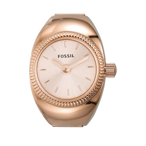 Fossil Reloj Ring para Mujer, Movimiento de Cuarzo a Dos Agujas con Correa de Acero Inoxidable, Tono Oro Rosa