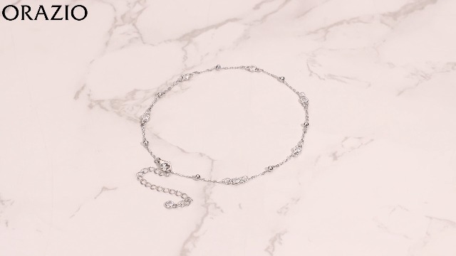 Bracelet De Cheville Femme En Argent Sterling 925 Et Zircons Colorés