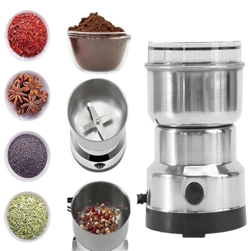 Molinillo eléctrico de frutos secos, máquina para hacer mantequilla de cacahuete de 4 cuchillas de acero inoxidable, 150 W, 14500 rpm, multifuncional para granos de café, frutos secos