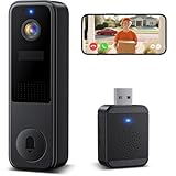 Belleye 2K Wireless Video Doorbell Camera, Video Door Bell with USB Chime, AI Human Detection, Night Vision & Two-Way Audio, 2.4G WiFi, Cloud Storage Only