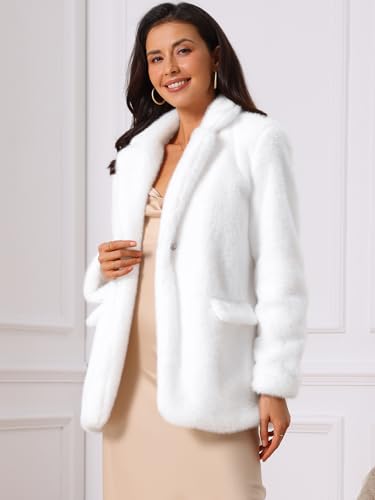 Seta T Women's Faux Fur Coat Fashion Winter Open Front Jacket Notch Lapel Long Sleeve Fluffy Fur Coat3