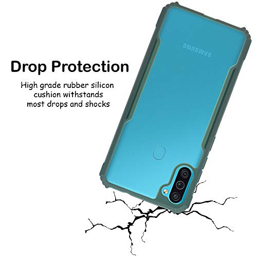 Image of LIRAMARK Transparent Clear Shock Proof Back Cover Case Designed for Samsung Galaxy A11 / Galaxy M11 (Green)