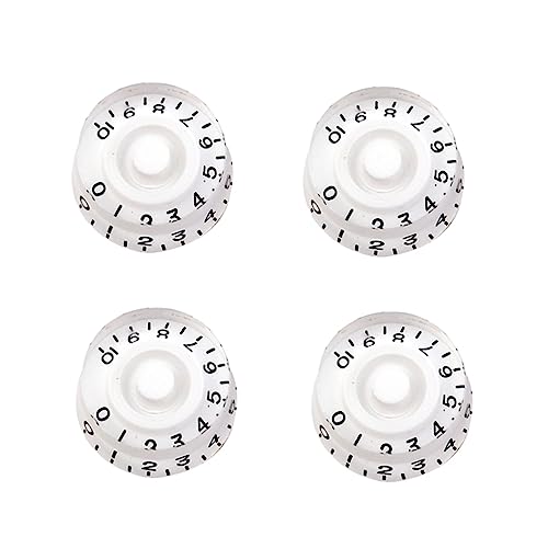 Alasum 4個大白色ギターノブ点 エピフォンスルエレキギター対応 音量 トーン調節用耐久性プラスチック製コントノブ交換部品
