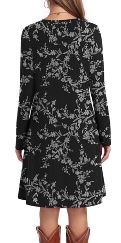 Women's Casual T Shirt Dresses Fall Long Sleeve Swing Dress with Pockets4